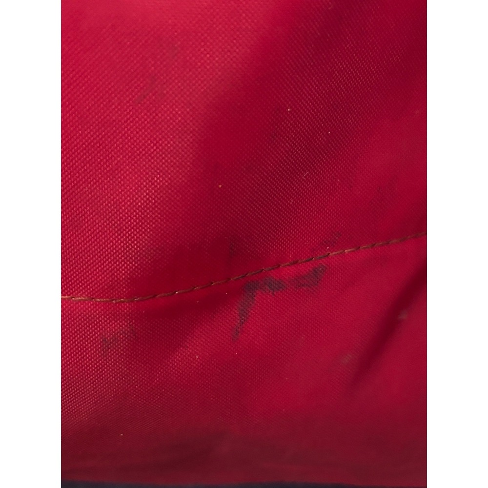 Longchamp Le Pliage Red Nylon Backpack Women Gold Zip Leather Trim STAINED - Picture 4 of 15